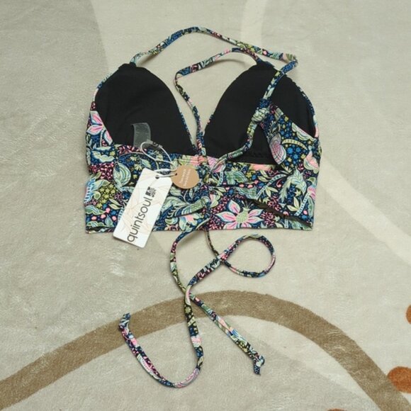 NWT Floral Bustier Crossback Bikini Top By Quintsoul Size Small - Picture 5 of 8